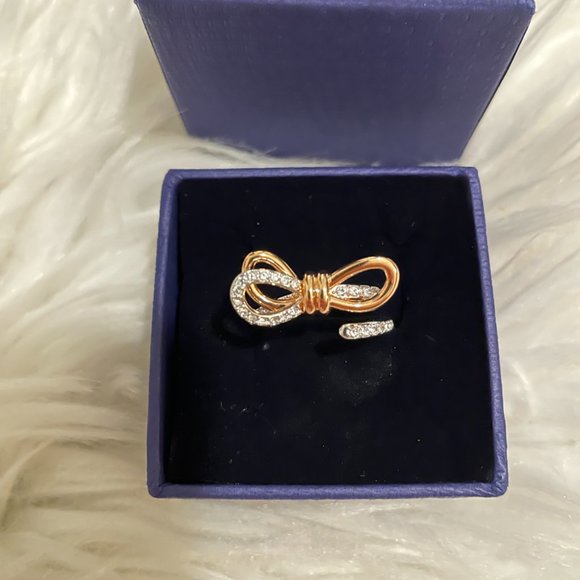 NWT SWAROVSKI Rose Gold Rhodium Plated Lifelong Bow Ring  Size 50 (Size 5) - Picture 4 of 9